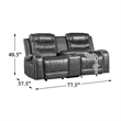 Lexicon Putnam Double Glider Reclining Loveseat with Center Console in Gray