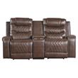 Lexicon Putnam Power Double Reclining Loveseat with Center Console in Brown