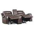 Lexicon Putnam Power Double Reclining Loveseat with Center Console in Brown