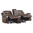 Lexicon Putnam Power Double Reclining Loveseat with Center Console in Brown