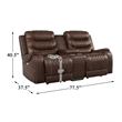 Lexicon Putnam Power Double Reclining Loveseat with Center Console in Brown