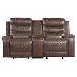 Lexicon Putnam Double Glider Reclining Loveseat with Center Console in Brown