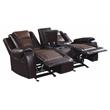 Lexicon Briscoe Center Console Double Glider Reclining Loveseat in 2-Tone Brown