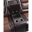 Lexicon Briscoe Center Console Double Glider Reclining Loveseat in 2-Tone Brown