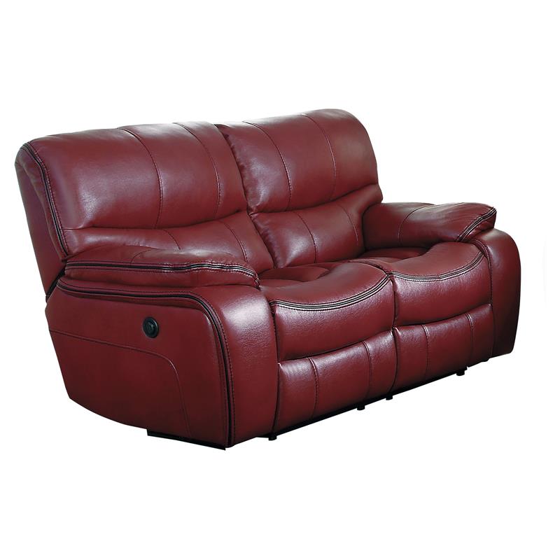 Lexicon Pecos Faux Leather Power Double Reclining Loveseat in Red ...