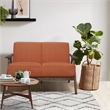 Lexicon Damala Mid-Century Solid Wood Frame Loveseat in Orange