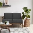 Lexicon Damala Mid-Century Solid Wood Frame Loveseat in Dark Gray
