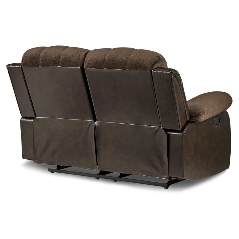 Lexicon Cranley Traditional Microfiber Double Reclining Loveseat in Chocolate
