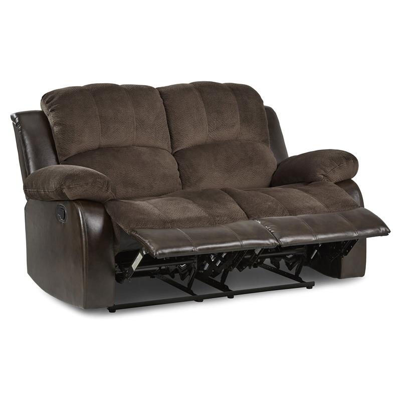 Lexicon Cranley Traditional Microfiber Double Reclining Loveseat in Chocolate