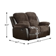 Lexicon Cranley Traditional Microfiber Double Reclining Loveseat in Chocolate