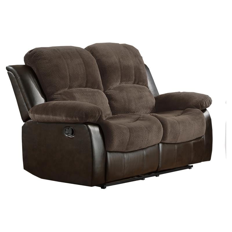 Lexicon Cranley Traditional Microfiber Double Reclining Loveseat in Chocolate