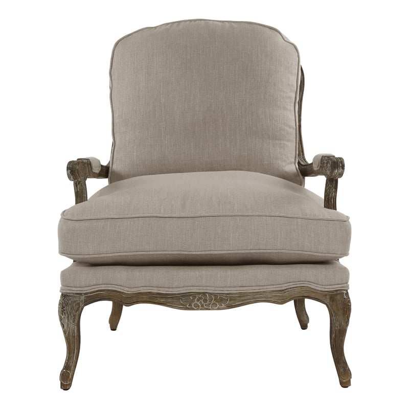 Lexicon Parlier Traditional Wood Accent Chair in Natural Linen Color