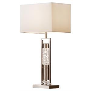 lexicon modern metal base table lamp in satin nickel