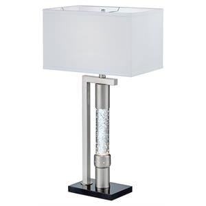 lexicon modern metal base table lamp in satin nickel
