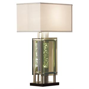 lexicon modern metal base table lamp with rectangular fabric shade in silver