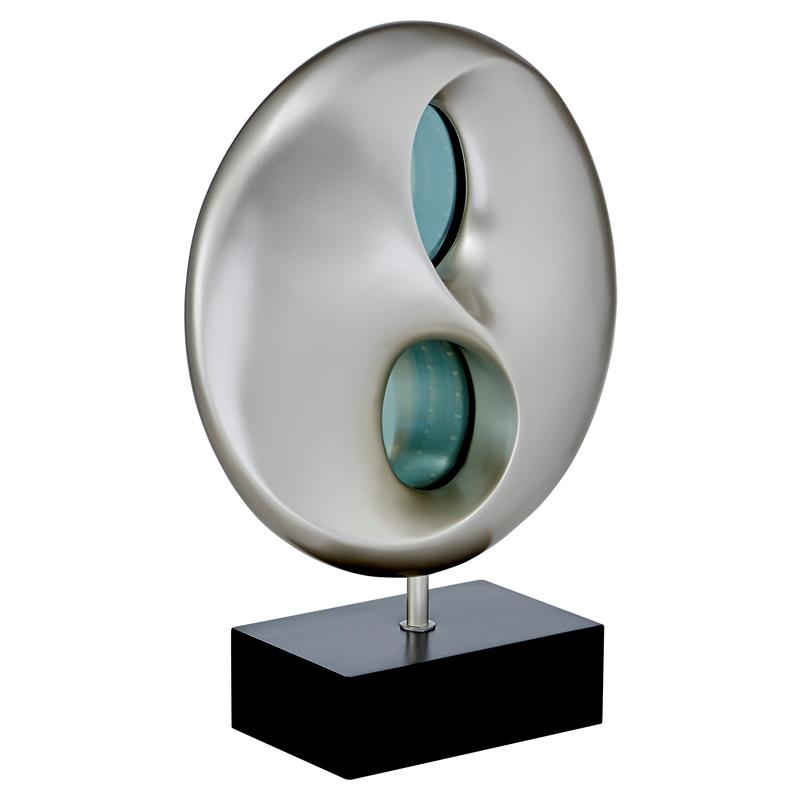 Lexicon Neleh Modern Poly Resin Table Lamp with LED in Black and Silver