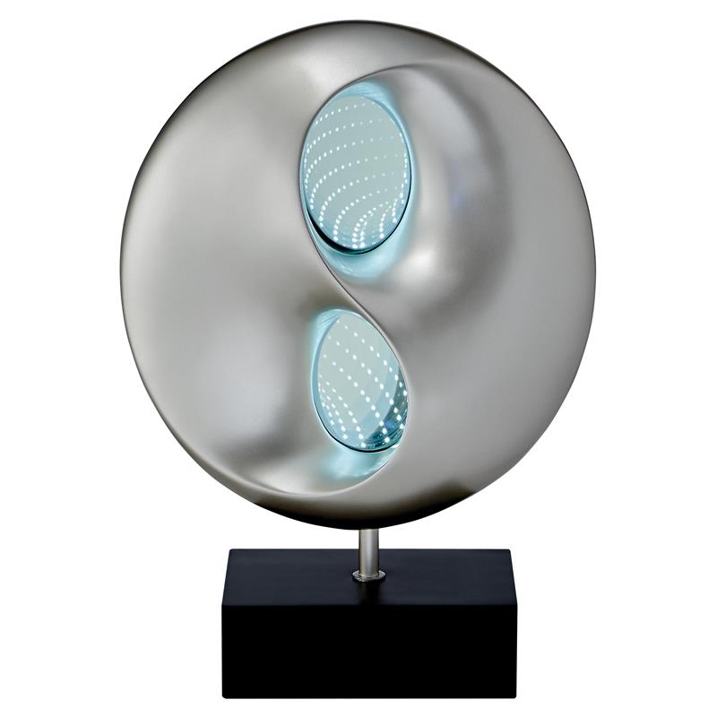 Lexicon Neleh Modern Poly Resin Table Lamp with LED in Black and Silver