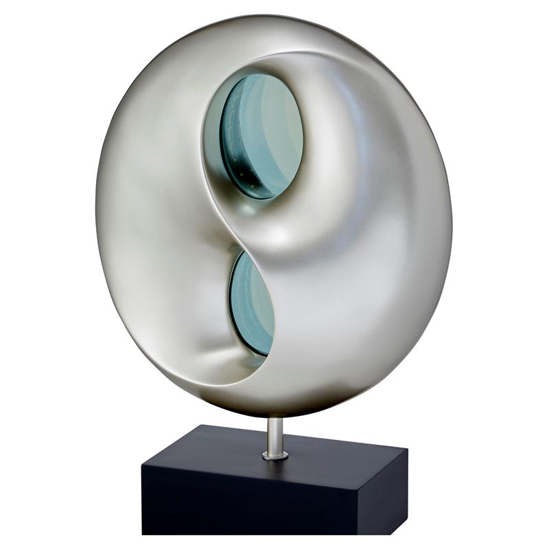 Lexicon Neleh Modern Poly Resin Table Lamp with LED in Black and Silver