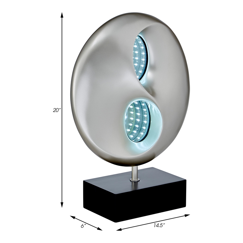Lexicon Neleh Modern Poly Resin Table Lamp with LED in Black and Silver