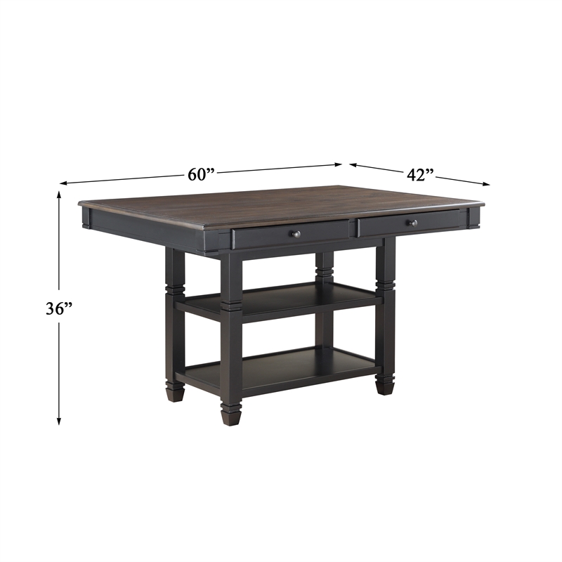Lexicon Baywater Wood 4-Drawer Counter Height Dining Room Table in Natural/Black