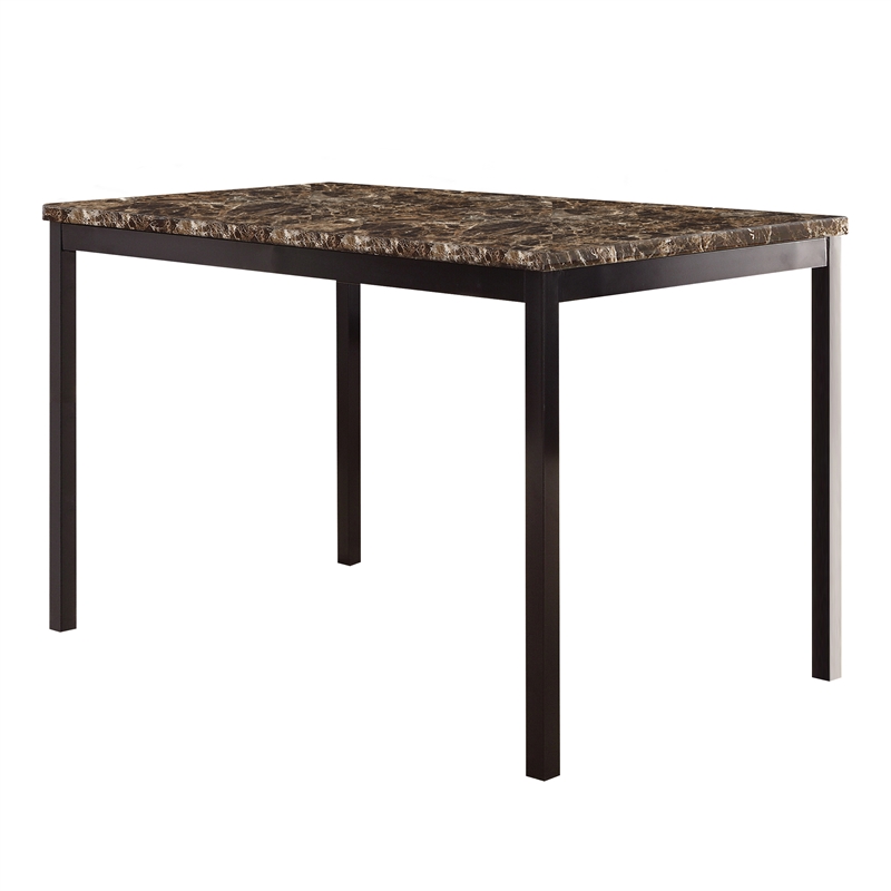 Lexicon Tempe Contemporary Dining Room Table with Faux Marble Top in Black
