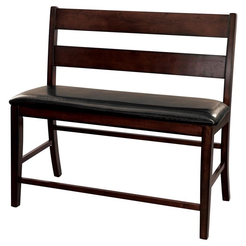 Lexicon Mantello Wood Counter Height Dining Bench with Back in Cherry