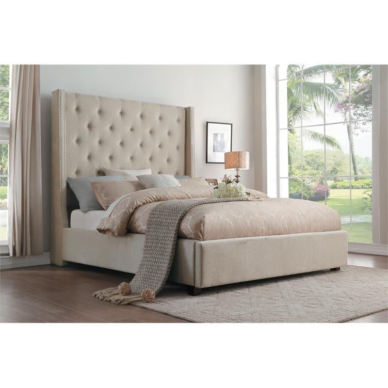 Lexicon Fairborn Fabric Full Bed with Storage Drawers in Beige
