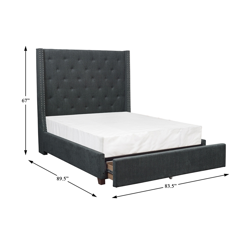 Lexicon Fairborn Fabric Eastern King Bed with Storage Drawers in Gray
