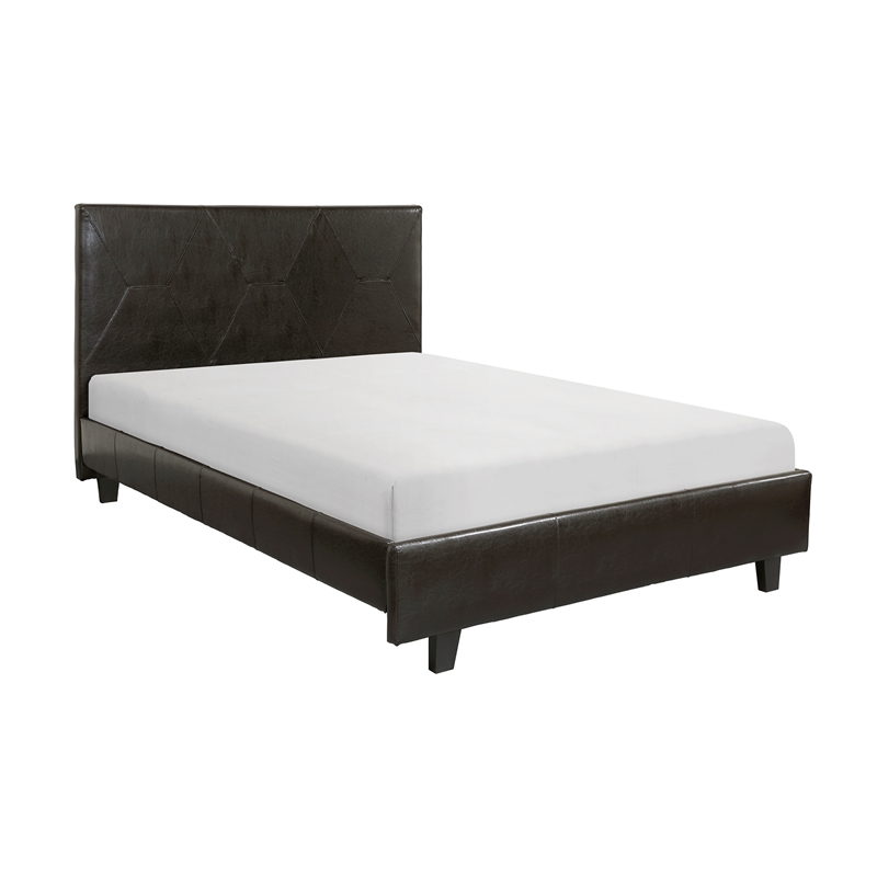 Lexicon DeLeon Modern Faux Leather California King Upholstery Bed in Dark Brown