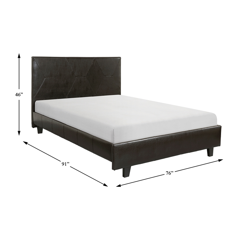 Lexicon DeLeon Modern Faux Leather California King Upholstery Bed in Dark Brown