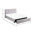 Lexicon Aitana Fabric Upholstered Queen Platform Bed w/Storage Drawer in Gray