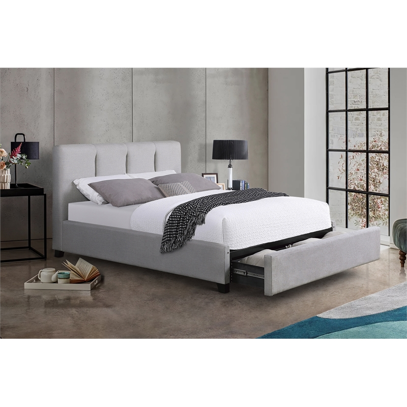 Lexicon Aitana Fabric California King Platform Bed with Storage Drawer in Gray