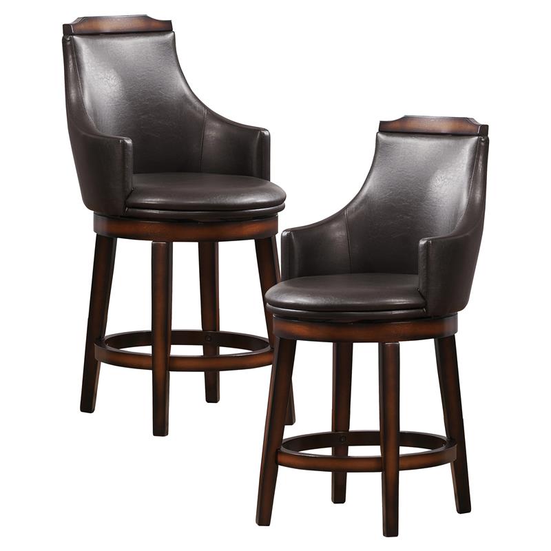 Lexicon Bayshore Wood Counter Height Swivel Stools Dark Brown (Set of 2