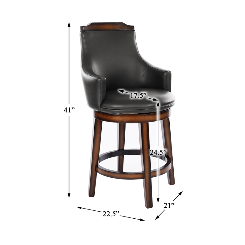 Lexicon Bayshore Wood Counter Height Swivel Stools Dark Brown (Set of 2