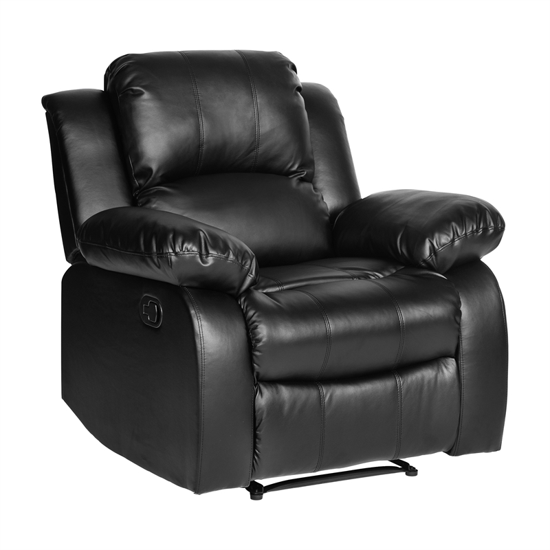 Lexicon Cranley Traditional Faux Leather Reclining Chair in Black