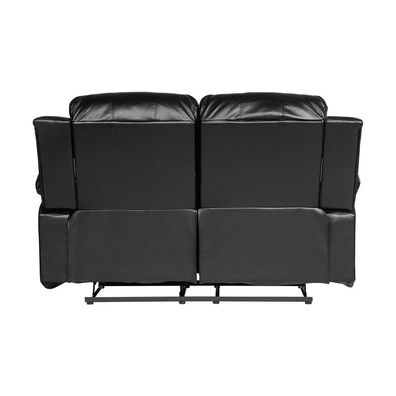 Lexicon Cranley Traditional Faux Leather Double Reclining Loveseat in Black