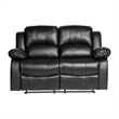 Lexicon Cranley Traditional Faux Leather Double Reclining Loveseat in Black