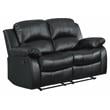 Lexicon Cranley Traditional Faux Leather Double Reclining Loveseat in Black