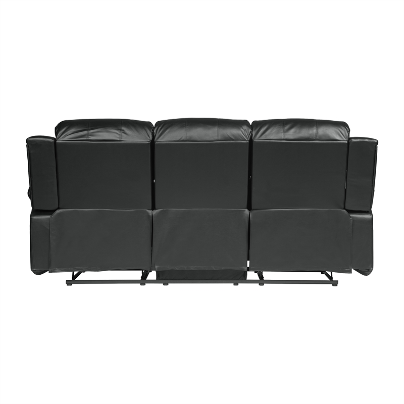 Lexicon Cranley Traditional Faux Leather Double Reclining Sofa in Black