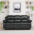 Lexicon Cranley Traditional Faux Leather Double Reclining Sofa in Black