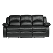 Lexicon Cranley Traditional Faux Leather Double Reclining Sofa in Black
