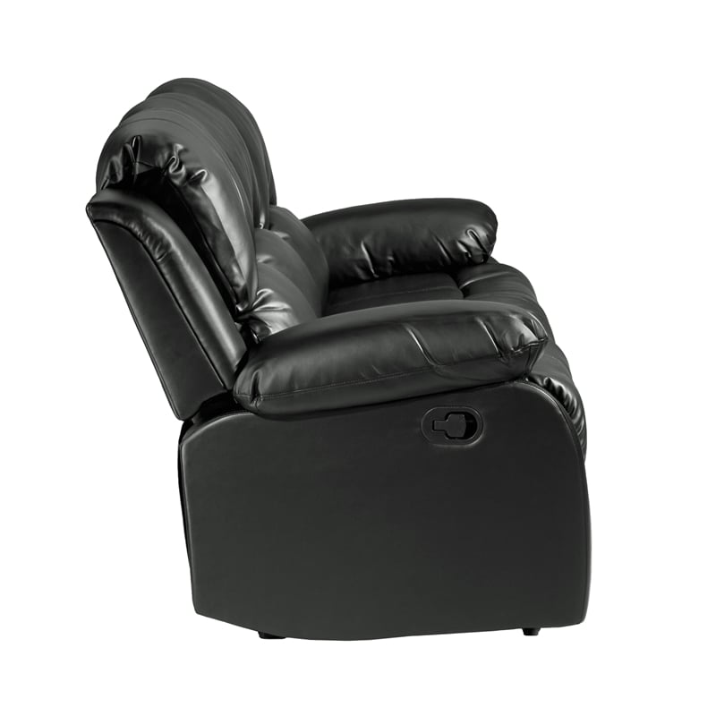 Lexicon Cranley Traditional Faux Leather Double Reclining Sofa in Black