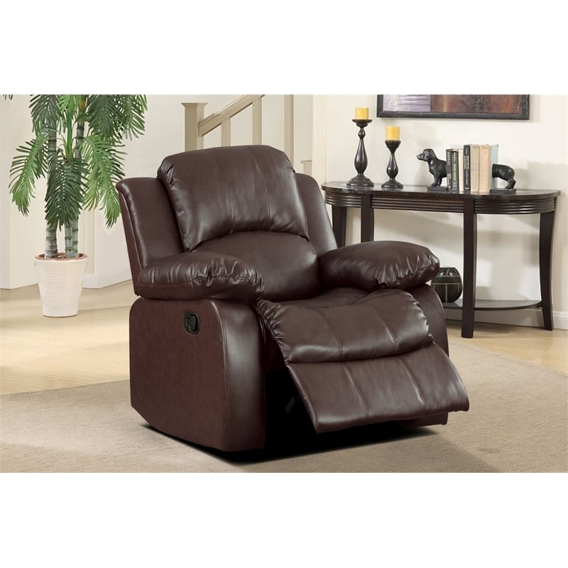 Lexicon Cranley Traditional Faux Leather Reclining Chair in Brown