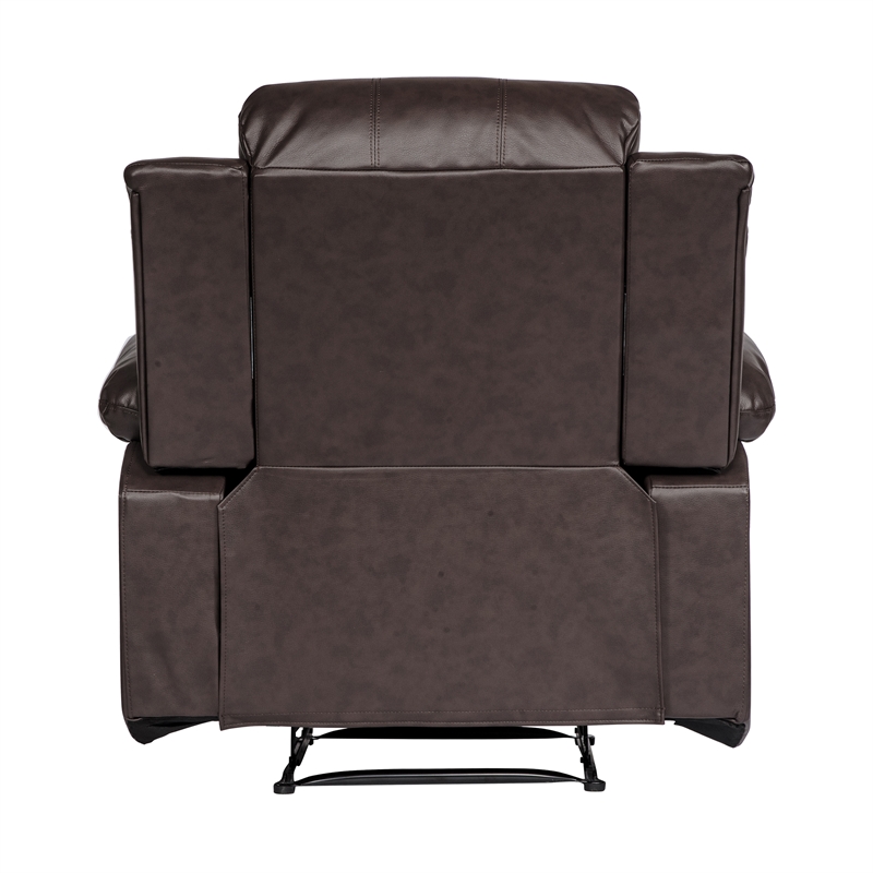 Lexicon Cranley Traditional Faux Leather Reclining Chair in Brown
