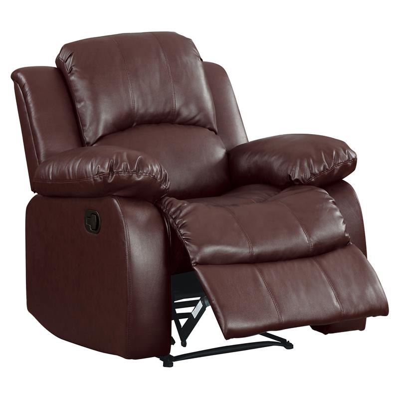 Lexicon Cranley Traditional Faux Leather Reclining Chair in Brown