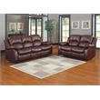 Lexicon Cranley Traditional Faux Leather Double Reclining Loveseat in Brown