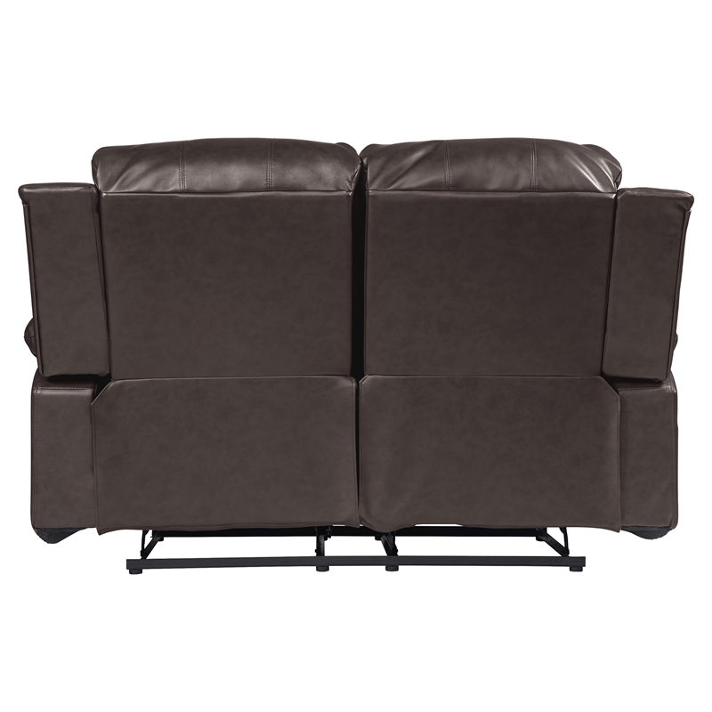 Lexicon Cranley Traditional Faux Leather Double Reclining Loveseat in Brown