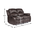 Lexicon Cranley Traditional Faux Leather Double Reclining Loveseat in Brown