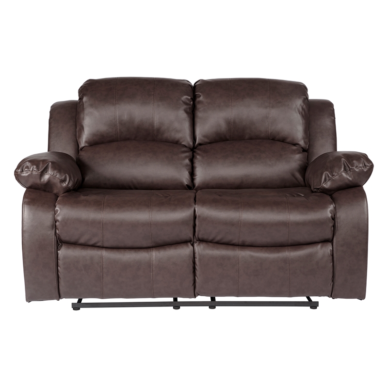 Lexicon Cranley Traditional Faux Leather Double Reclining Loveseat in Brown