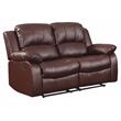 Lexicon Cranley Traditional Faux Leather Double Reclining Loveseat in Brown